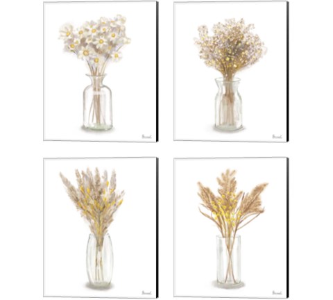 Dried Flower Yellow 4 Piece Canvas Print Set by Bannarot
