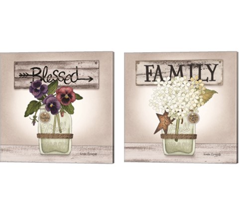 Floral Word 2 Piece Canvas Print Set by Linda Spivey
