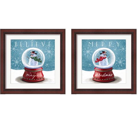 Christmas Snow Globe 2 Piece Framed Art Print Set by Elizabeth Tyndall