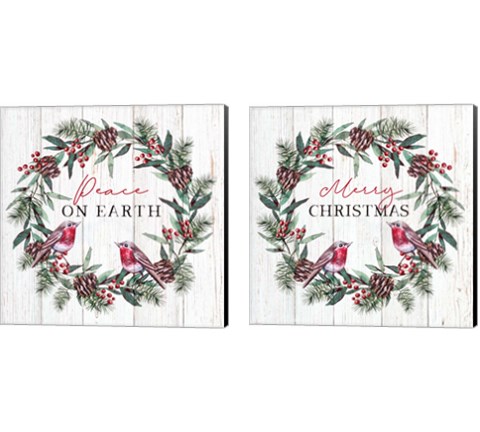 Christmas Wreath 2 Piece Canvas Print Set by Elizabeth Tyndall