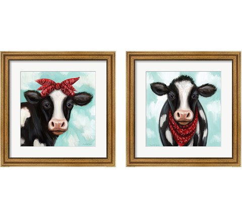 Cow Boy & Girl 2 Piece Framed Art Print Set by Elizabeth Tyndall