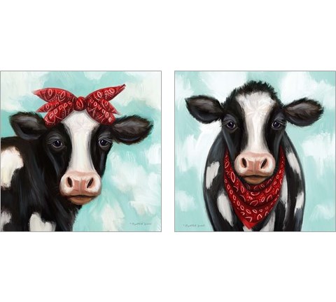 Cow Boy & Girl 2 Piece Art Print Set by Elizabeth Tyndall