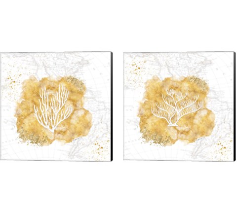 Golden Coral 2 Piece Canvas Print Set by Jennifer Pugh