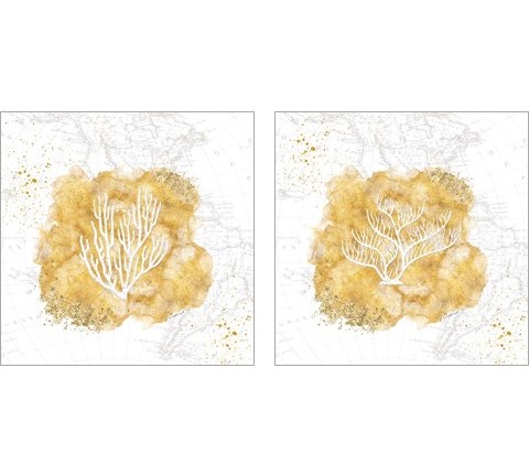 Golden Coral 2 Piece Art Print Set by Jennifer Pugh