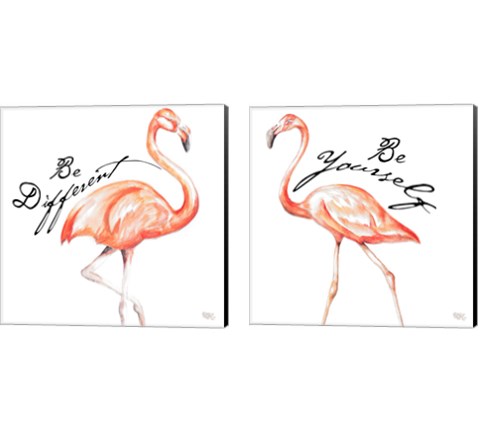 Be Different Flamingo 2 Piece Canvas Print Set by Tiffany Hakimipour