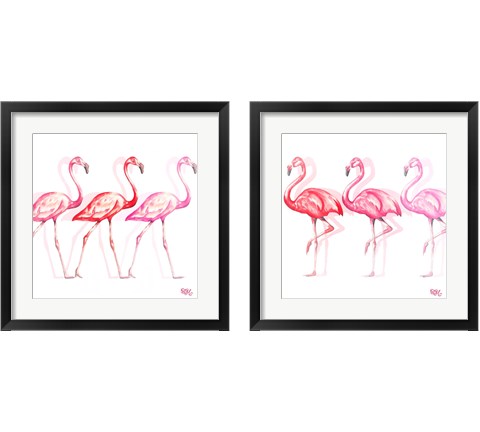 Flamingo Trio 2 Piece Framed Art Print Set by Tiffany Hakimipour