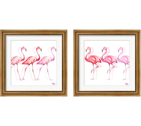 Flamingo Trio 2 Piece Framed Art Print Set by Tiffany Hakimipour
