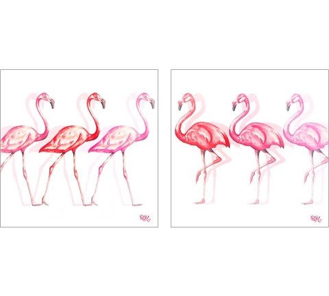 Flamingo Trio 2 Piece Art Print Set by Tiffany Hakimipour