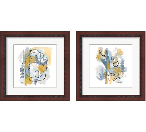 Dreaming In Gold And Blue 2 Piece Framed Art Print Set by Krinlox