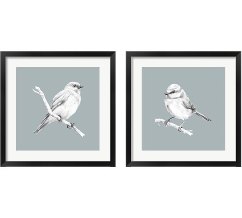 Bird Study on Blue 2 Piece Framed Art Print Set by Lanie Loreth