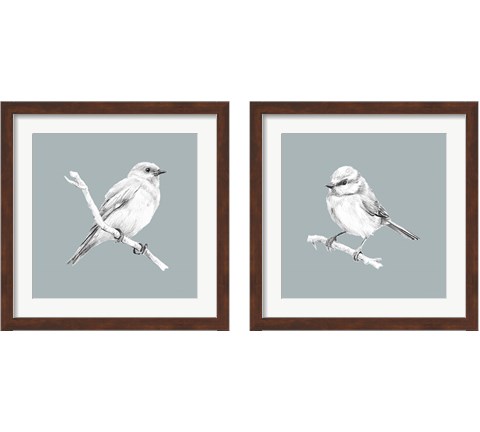 Bird Study on Blue 2 Piece Framed Art Print Set by Lanie Loreth