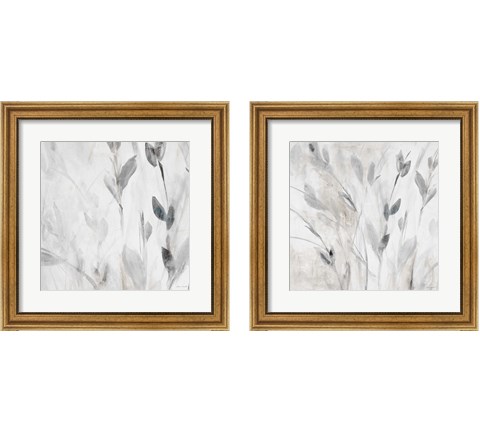 Gray Misty Leaves Square 2 Piece Framed Art Print Set by Lanie Loreth