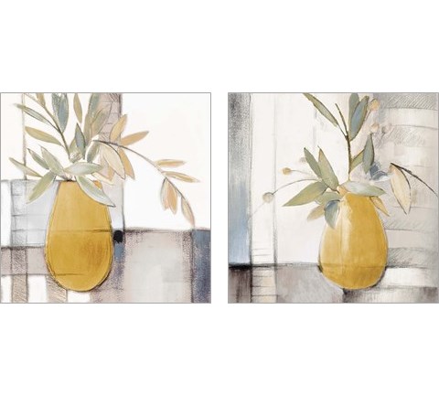 Golden Afternoon Bamboo Leaves 2 Piece Art Print Set by Lanie Loreth