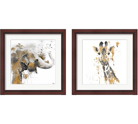 Safari Animal with GoldSeries 2 Piece Framed Art Print Set by Patricia Pinto