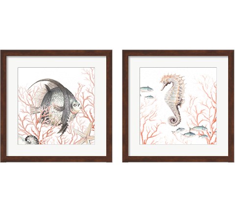 Sea Life on Coral 2 Piece Framed Art Print Set by Patricia Pinto