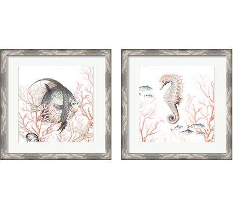 Sea Life on Coral 2 Piece Framed Art Print Set by Patricia Pinto