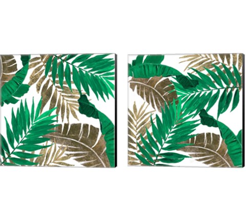 Modern Jungle Leaves Close Up 2 Piece Canvas Print Set by Patricia Pinto