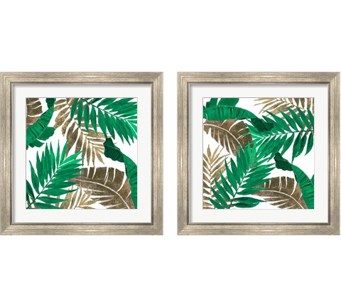 Modern Jungle Leaves Close Up 2 Piece Framed Art Print Set by Patricia Pinto