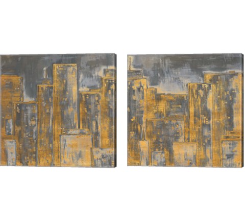 Gold City Eclipse Square 2 Piece Canvas Print Set by Gina Ritter