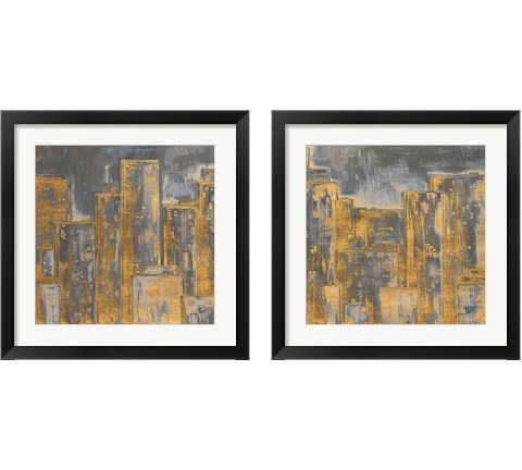 Gold City Eclipse Square 2 Piece Framed Art Print Set by Gina Ritter
