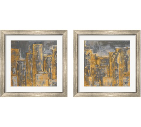 Gold City Eclipse Square 2 Piece Framed Art Print Set by Gina Ritter