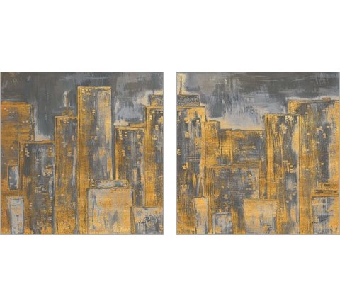 Gold City Eclipse Square 2 Piece Art Print Set by Gina Ritter