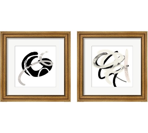 Scrolling Black & White Abstract 2 Piece Framed Art Print Set by SD Graphics Studio