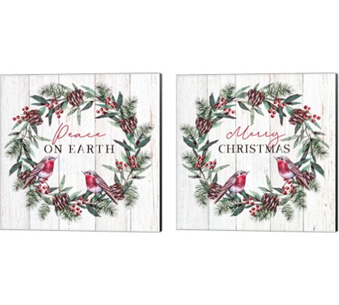 Christmas Wreath 2 Piece Canvas Print Set by Elizabeth Tyndall