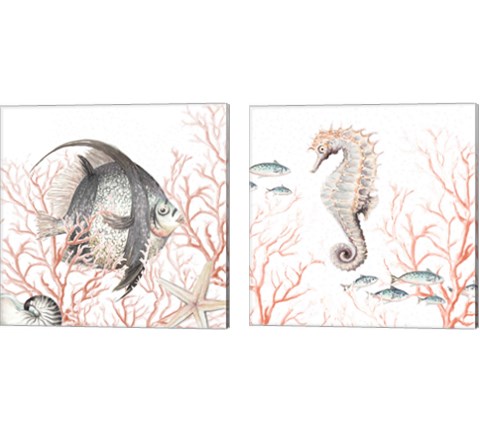 Sea Life on Coral 2 Piece Canvas Print Set by Patricia Pinto