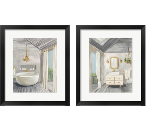 Attic Bathroom 2 Piece Framed Art Print Set by Silvia Vassileva