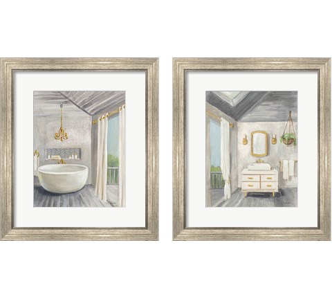 Attic Bathroom 2 Piece Framed Art Print Set by Silvia Vassileva