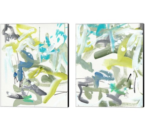 Green Blue 2 Piece Canvas Print Set by Valerie Wieners