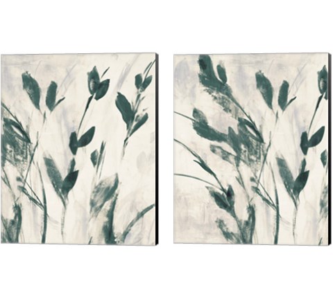 Green Misty Leaves 2 Piece Canvas Print Set by Lanie Loreth