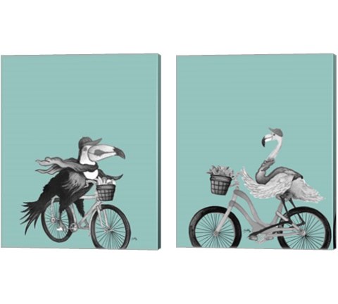 What a Wild Ride on Teal 2 Piece Canvas Print Set by Elizabeth Medley