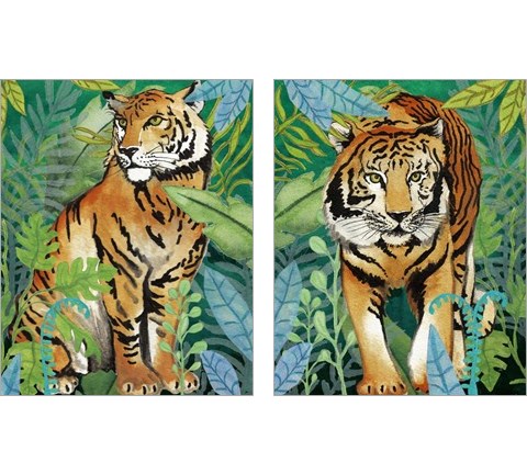 Tiger In The Jungle 2 Piece Art Print Set by Elizabeth Medley