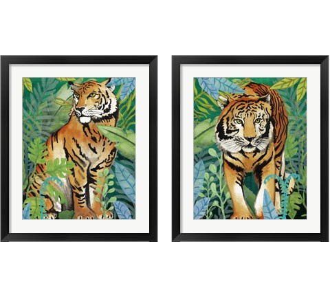 Tiger In The Jungle 2 Piece Framed Art Print Set by Elizabeth Medley