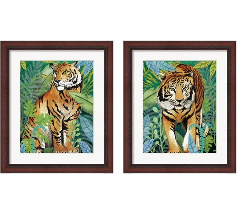 Tiger In The Jungle 2 Piece Framed Art Print Set by Elizabeth Medley