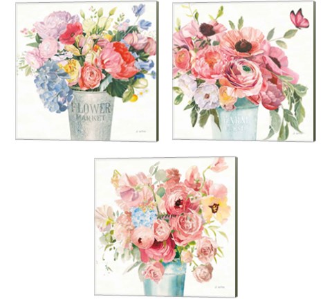 Boho Bouquet 3 Piece Canvas Print Set by James Wiens