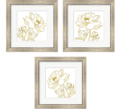 Gold Floral 3 Piece Framed Art Print Set by Elizabeth Tyndall
