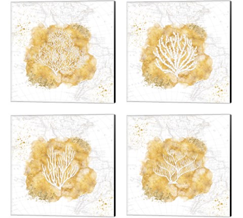 Golden Coral 4 Piece Canvas Print Set by Jennifer Pugh