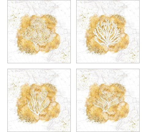Golden Coral 4 Piece Art Print Set by Jennifer Pugh