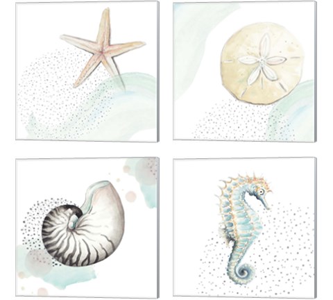 Turquoise Sea Life 4 Piece Canvas Print Set by Patricia Pinto