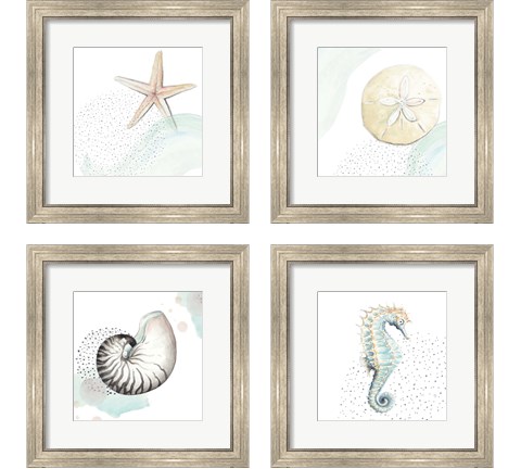 Turquoise Sea Life 4 Piece Framed Art Print Set by Patricia Pinto