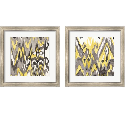 Yellow-Gray Ikat 2 Piece Framed Art Print Set by Stellar Design Studio
