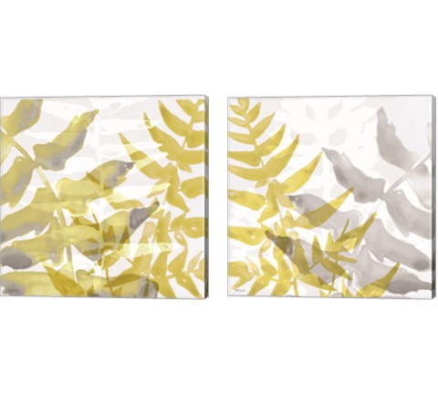 Yellow-Gray Leaves 2 Piece Canvas Print Set by Stellar Design Studio