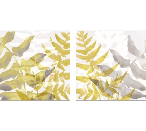 Yellow-Gray Leaves 2 Piece Art Print Set by Stellar Design Studio