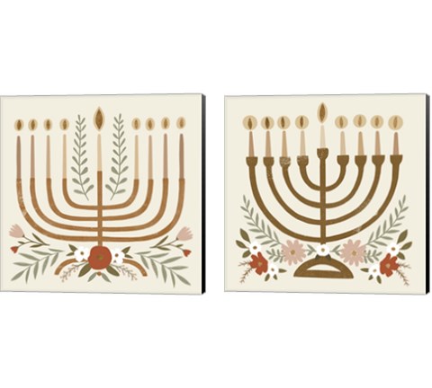 Natural Hanukkah 2 Piece Canvas Print Set by Victoria Barnes