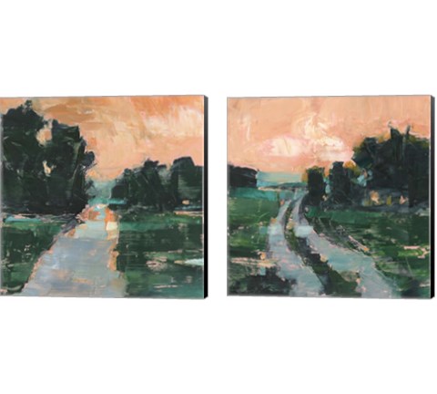 Coral Sunset 2 Piece Canvas Print Set by Ethan Harper