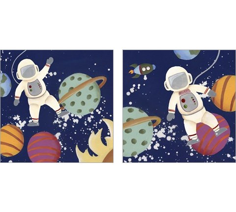 Future Space Explorer  2 Piece Art Print Set by Regina Moore