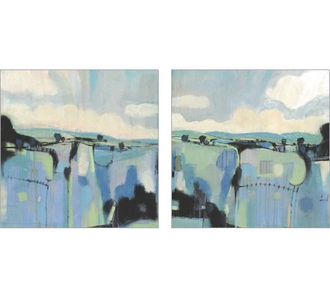 Abstract Shades of Blue 2 Piece Art Print Set by Timothy O'Toole